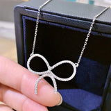 Ice Ice S925 Silver Bow Necklace Full Diamond Bow Necklace