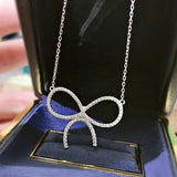 Ice Ice S925 Silver Bow Necklace Full Diamond Bow Necklace