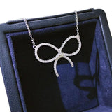 Ice Ice S925 Silver Bow Necklace Full Diamond Bow Necklace