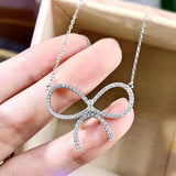 Ice Ice S925 Silver Bow Necklace Full Diamond Bow Necklace