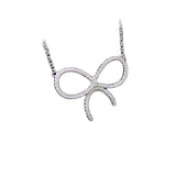 Ice Ice S925 Silver Bow Necklace Full Diamond Bow Necklace