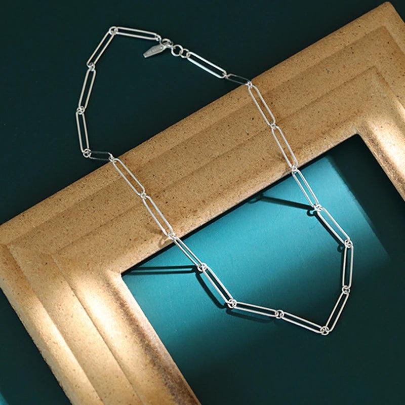 925 Silver Circle Splice Choker Short Necklace for Women