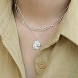 925 Silver Circle Splice Choker Short Necklace for Women