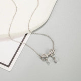 S925 Double Layer Bow Diamond Necklace - Women's Jewelry Gift