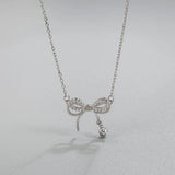 S925 Double Layer Bow Diamond Necklace - Women's Jewelry Gift