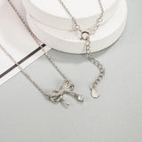 S925 Double Layer Bow Diamond Necklace - Women's Jewelry Gift