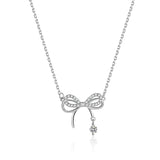 S925 Double Layer Bow Diamond Necklace - Women's Jewelry Gift