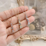925 Silver Zircon Necklace Vertical Bar Square Pendant Elegant Christmas Jewelry