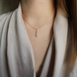 925 Silver Zircon Necklace Vertical Bar Square Pendant Elegant Christmas Jewelry