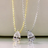 S925 Silver Water Drop Necklace with Diamond Pendant