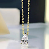 S925 Silver Water Drop Necklace with Diamond Pendant