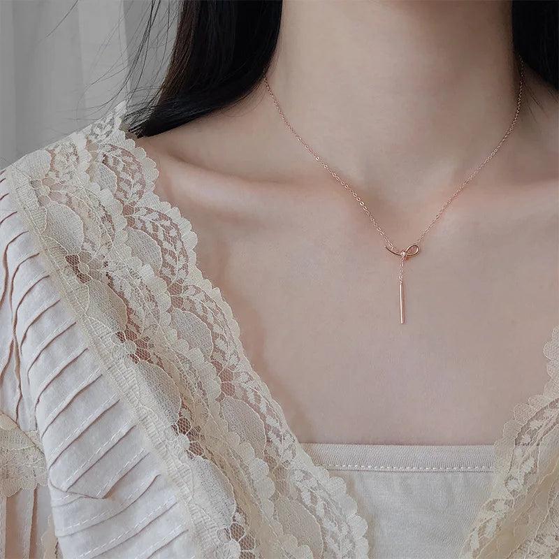925 Sterling Silver Ins Rose Jewelry Clavicle Chain for Student Birthday