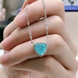 S925 Silver Heart Necklace with Palaiba Stone Pendant