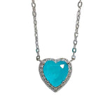 S925 Silver Heart Necklace with Palaiba Stone Pendant