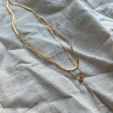925 Silver Flat Bead Chain Choker Necklace Double Layer Frosty Style