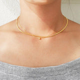 925 Silver Flat Bead Chain Choker Necklace Double Layer Frosty Style