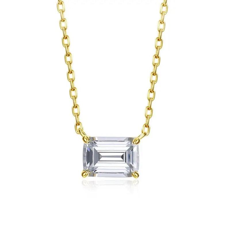 S925 Silver Pagoda Cut Necklace Olive Diamond Clavicle Chain