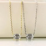 S925 Silver Pagoda Cut Necklace Olive Diamond Clavicle Chain