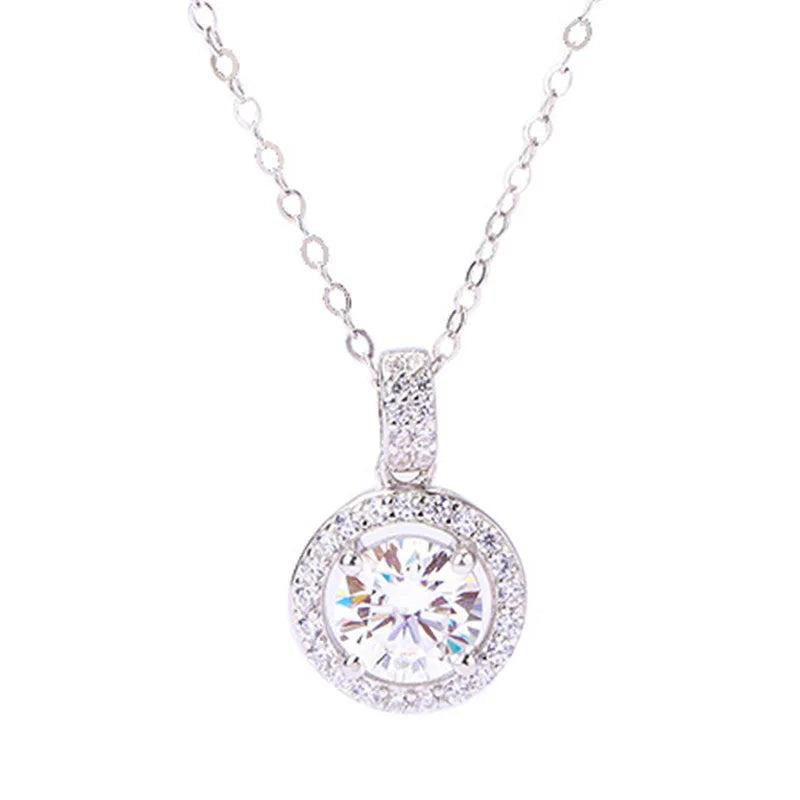 Moissanite Necklace 925 Sterling Silver Lab Diamond Pendant Chain