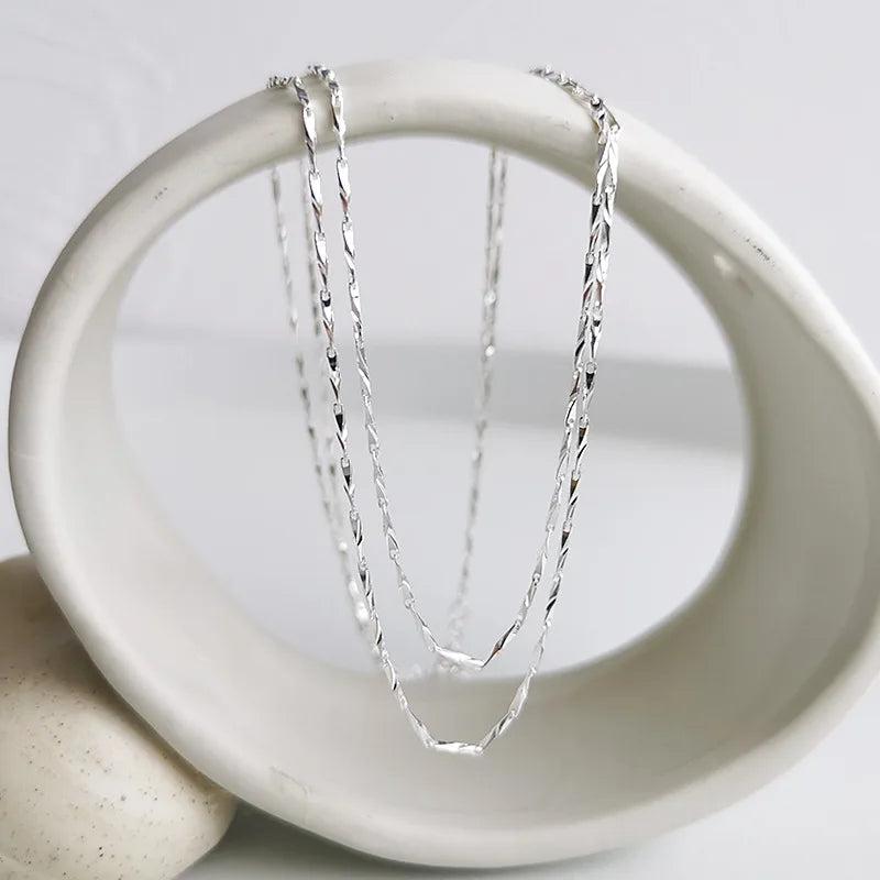 S925 Sparkling Collarbone Chain Necklace Double Layer Melon Seed Necklace