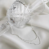 S925 Sparkling Collarbone Chain Necklace Double Layer Melon Seed Necklace