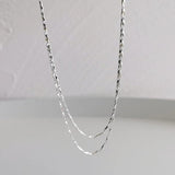 S925 Sparkling Collarbone Chain Necklace Double Layer Melon Seed Necklace