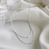 S925 Sparkling Collarbone Chain Necklace Double Layer Melon Seed Necklace