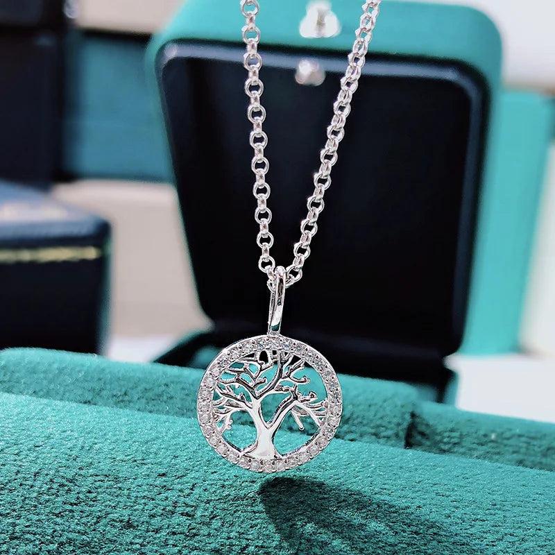 S925 Silver Life Tree Necklace Fortune Tree Collar Chain