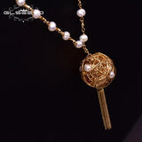 Freshwater Pearl Long Pendant Necklace for Women Wedding Engagement Party