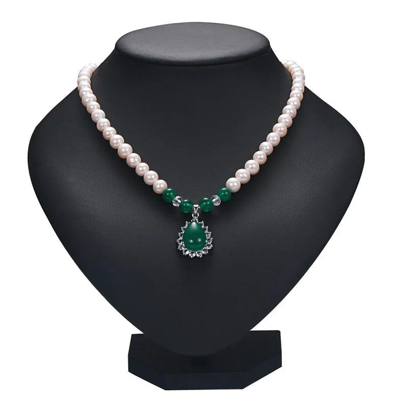 8mm Pearl Teardrop Heart Pendant Necklace