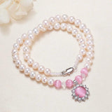 8mm Pearl Teardrop Heart Pendant Necklace