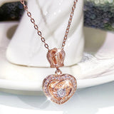 Vintage Heart Necklace Zircon Girl Gift Party