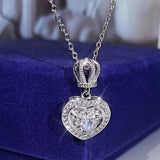 Vintage Heart Necklace Zircon Girl Gift Party