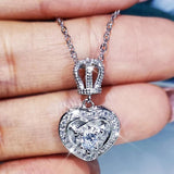 Vintage Heart Necklace Zircon Girl Gift Party