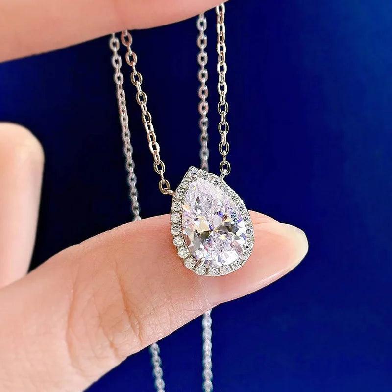 S925 Silver Pendant Necklace with Carbon Diamond Inlay