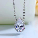 S925 Silver Pendant Necklace with Carbon Diamond Inlay