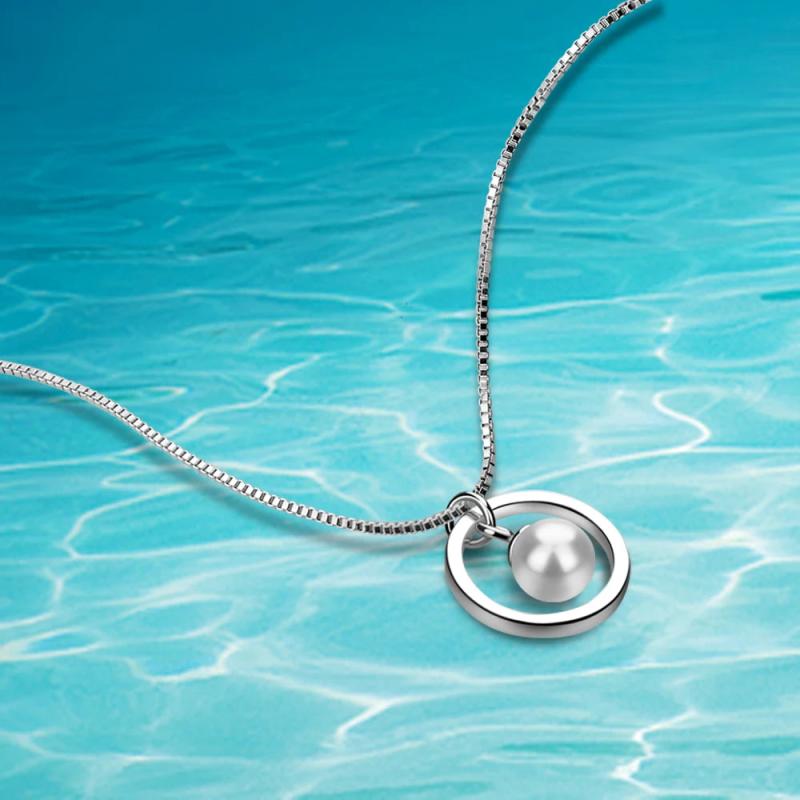 925 Sterling Silver Pearl Pendant Necklace for Women Birthday Gift