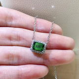 S925 Silver Necklace Emerald Cutting 6 * 8 Summer Jewelry