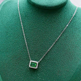 S925 Silver Necklace Emerald Cutting 6 * 8 Summer Jewelry
