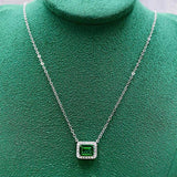 S925 Silver Necklace Emerald Cutting 6 * 8 Summer Jewelry