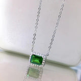S925 Silver Necklace Emerald Cutting 6 * 8 Summer Jewelry