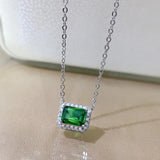 S925 Silver Necklace Emerald Cutting 6 * 8 Summer Jewelry