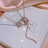 Tassel Star Moon Necklace with Zircon for Women