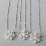 12mm Sterling Silver Snowflake Opal Necklace for Women