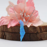 Synthetic Fire Opal Map Shape Pendant with 925 Silver O Chain