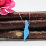 Synthetic Fire Opal Map Shape Pendant with 925 Silver O Chain