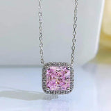 S925 Silver Inlaid High Carbon Diamond Necklace Pendant Set
