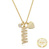 Heart MAMA Letter Pendant Necklace 925 Sterling Silver