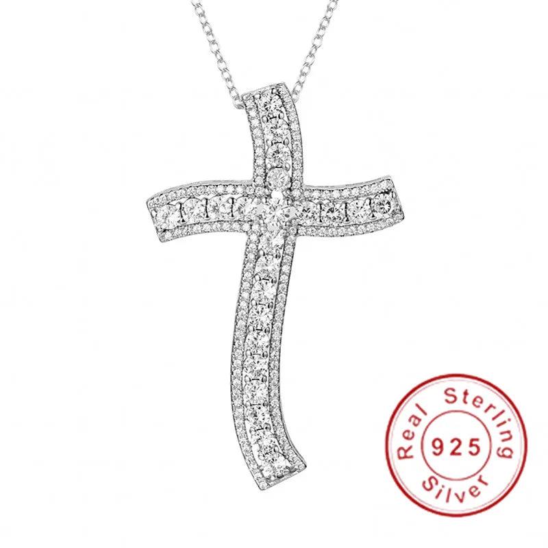 925 Silver Bible Jesus Cross Pendant Necklace Women Crucifix Charm