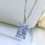 S925 Silver Necklace Geometric 8*12 Inlaid Pendant for Wedding